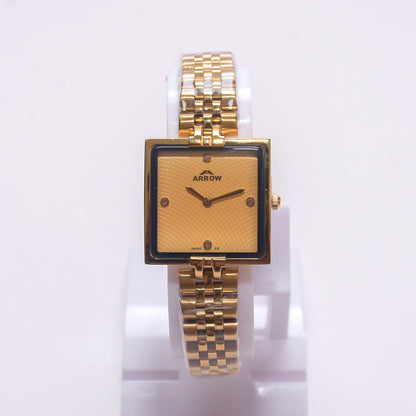ARROW ARROW Premium Brass Analog Square Couple Watch | Special Glass | Color Gold TT (5930)-KYAMSTORE