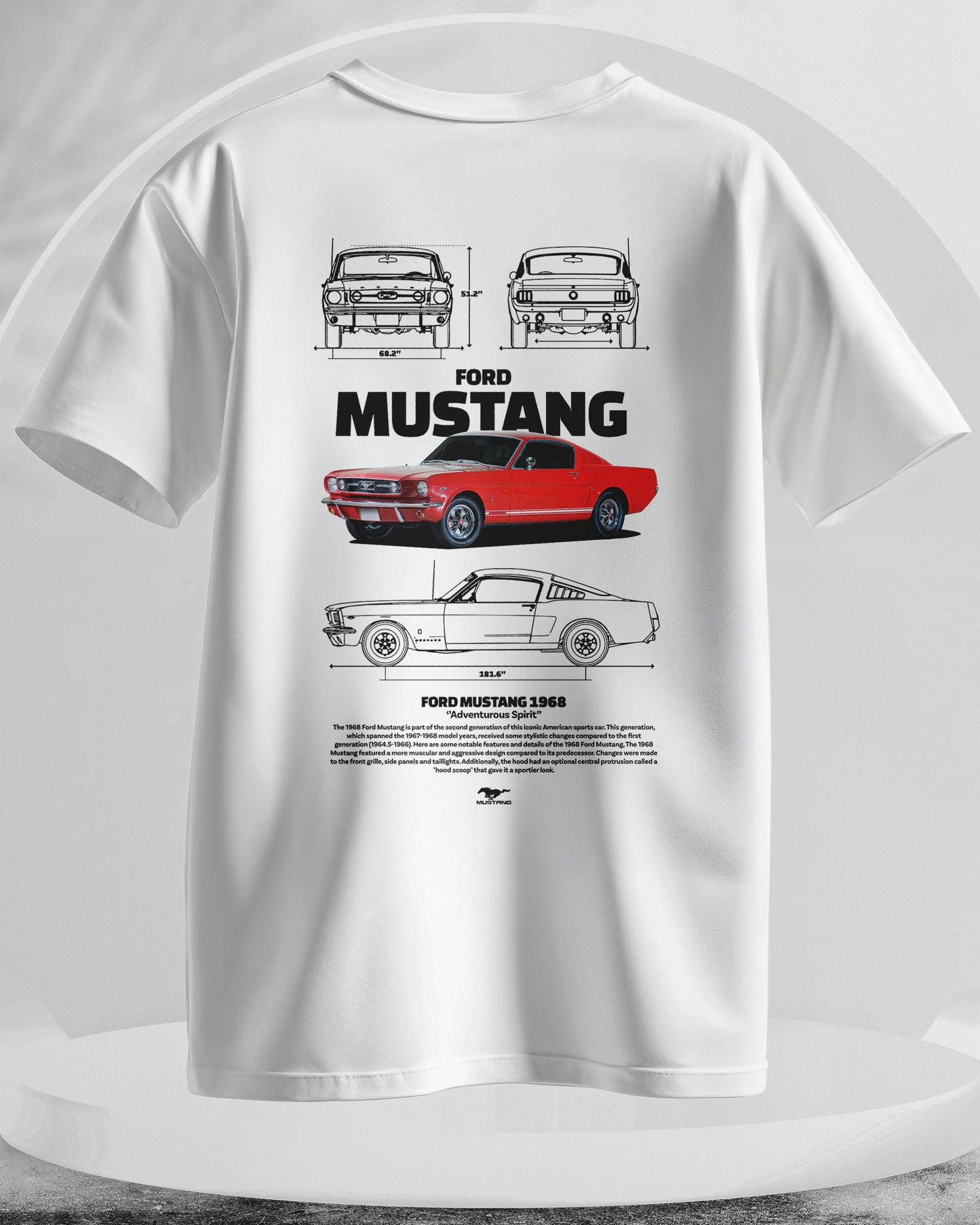 Ford Mustang 1968 - Men Stylish Back Printed T-Shirts – (Regular)