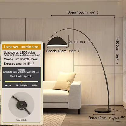 Floor Light Arch Floor Lamp, Curved and Metal Dome