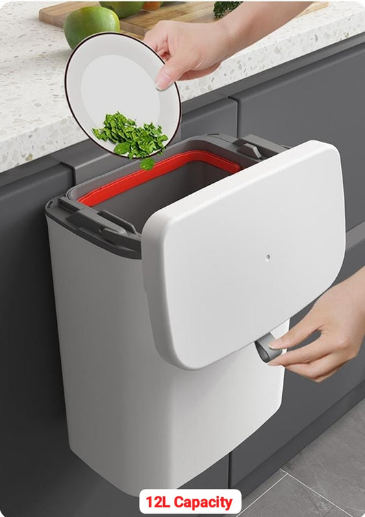 12L Hanging Trash Can for Kitchen Cabinet Door, Bathroom