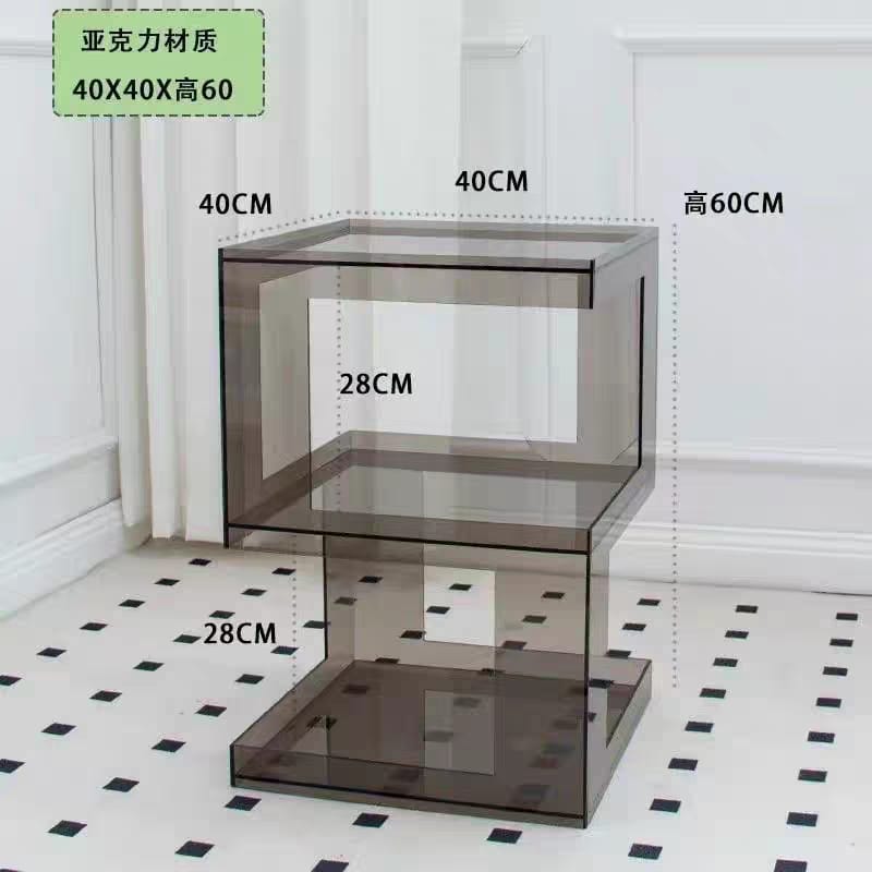 Acrylic Side Table | Acrylic Nightstand with Storage Slots