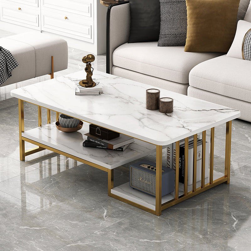 Coffee Table with Storage, Rectangular Sofa Tables Open Shelf for Living Room