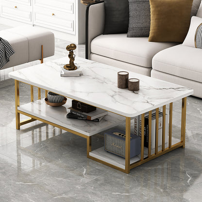 Coffee Table with Storage, Rectangular Sofa Tables Open Shelf for Living Room