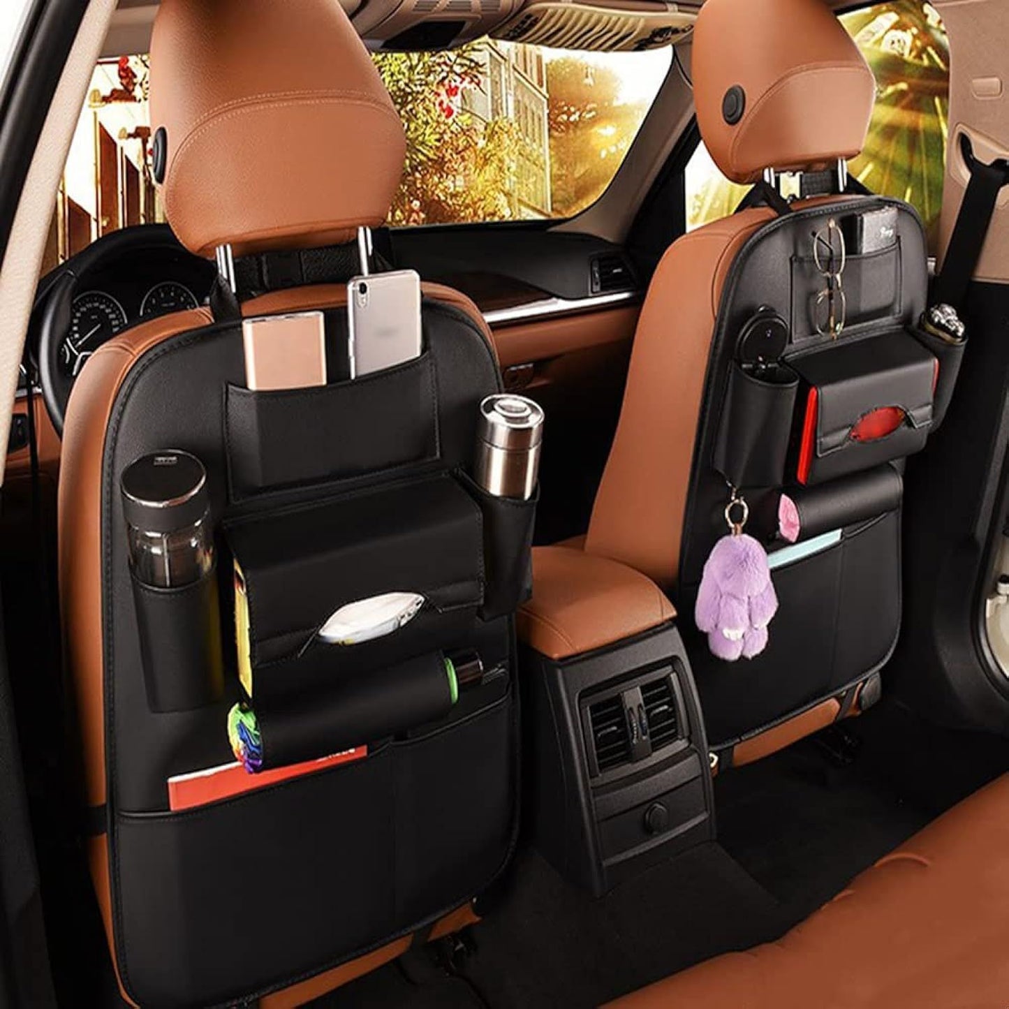 2 Pack PU Leather Premium Car Seat Back Organizer | Delivery: 2 to 3 business days | Limited stocks available | Hurry before Sold Out