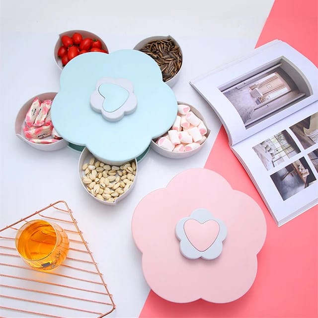 Multipurpose 5 Compartments Flower Candy Storage Box Serving Rotating Tray