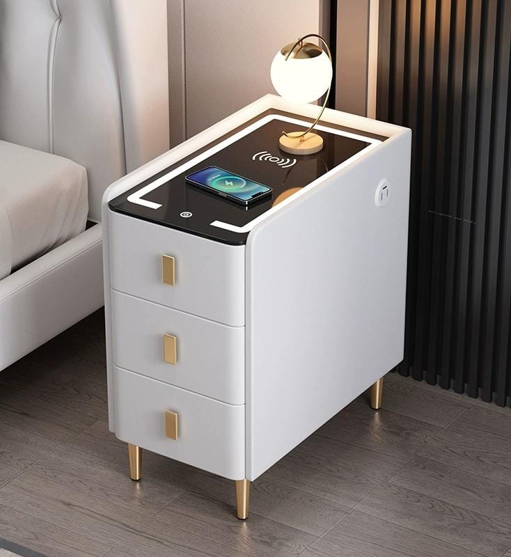 Slim Bedside Table Solid Wood Bedside Table with Drawers & Wireless Charging | Delivery: 2 to 3 business days | Limited stocks available