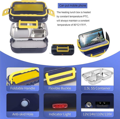 Electric Lunch Box 3-in-1 for Car & Home - 60W Portable Food Heater | Limited stocks available