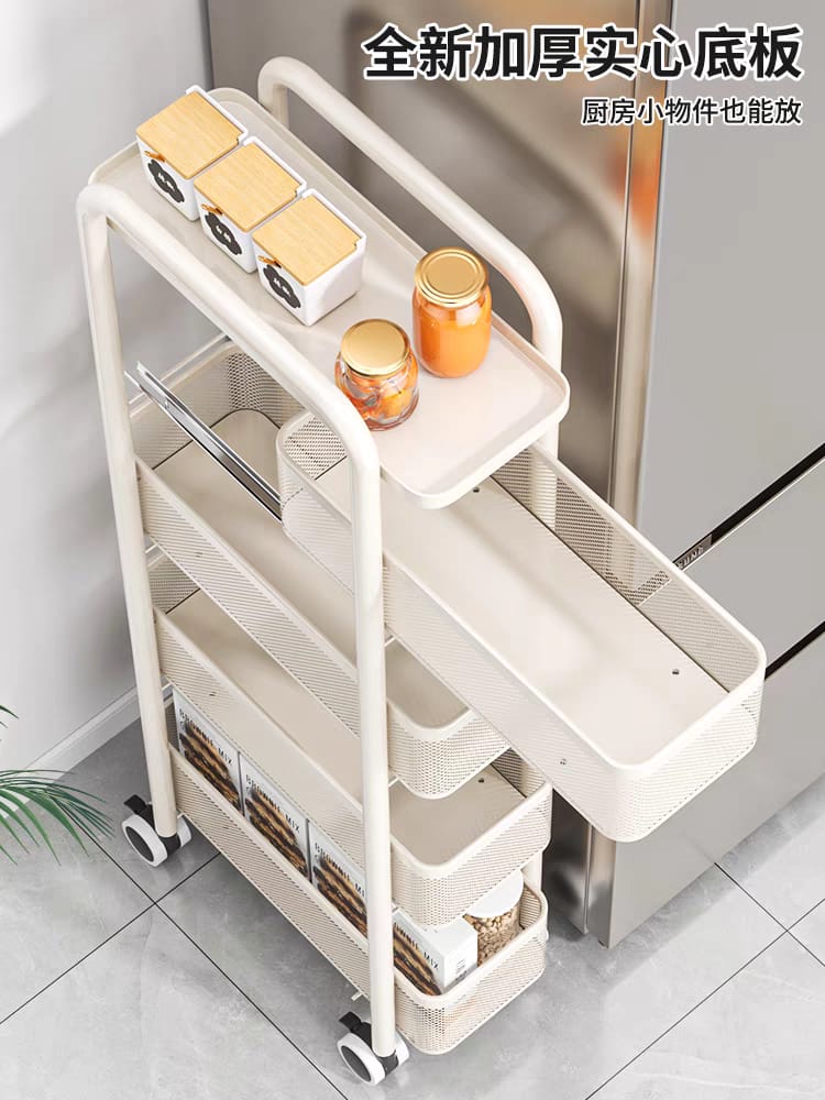 عربة تخزين متعددة الاستخدامات نحيفة وموفرة للمساحة بأربع طبقات