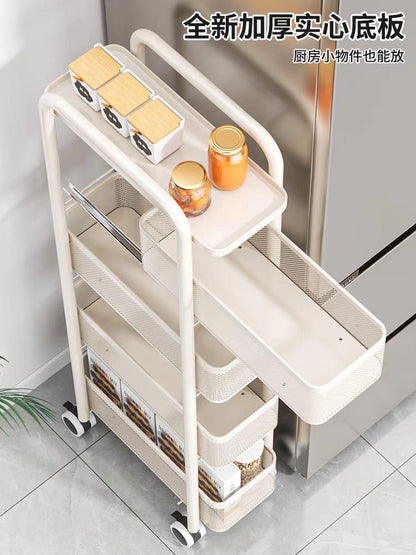 عربة تخزين متعددة الاستخدامات نحيفة وموفرة للمساحة بأربع طبقات