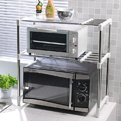 Adjustable 2-Tier Kitchen Countertop Shelf & Microwave Oven Rack