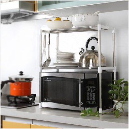 Adjustable 2-Tier Kitchen Countertop Shelf & Microwave Oven Rack
