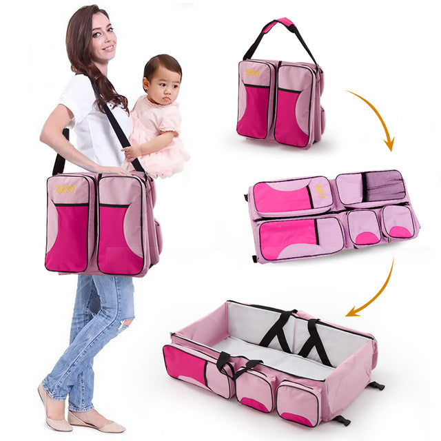 3-in-1 Multipurpose Baby Diaper Bag, Travel Cot, and Changing Station
