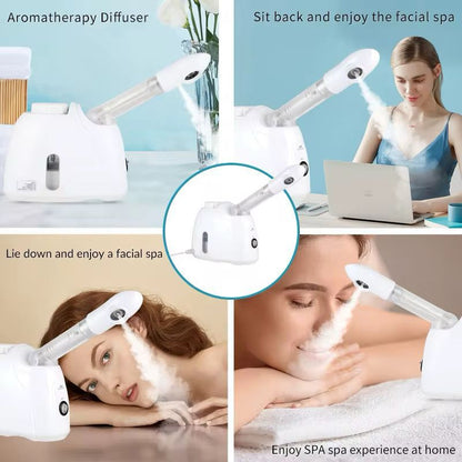 Professional 2-in-1 Nano Ionic Facial Steamer with Aromatherapy and Rotatable Nozzle