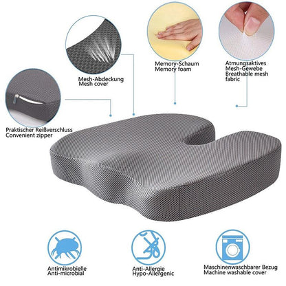 Orthopedic U-Shaped Memory Foam Seat Cushion for Sciatica & Tailbone Pain Relief
