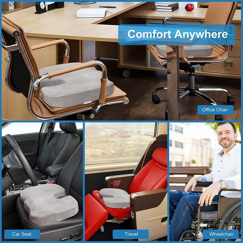 Orthopedic U-Shaped Memory Foam Seat Cushion for Sciatica & Tailbone Pain Relief