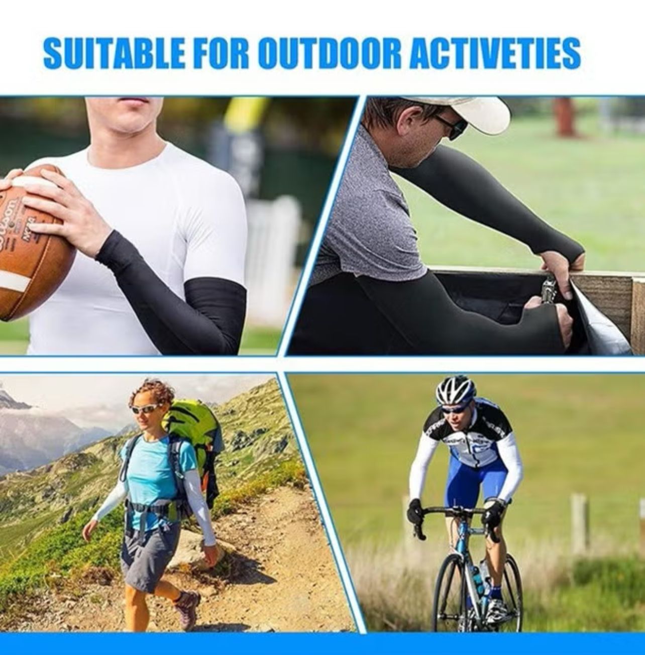 UV Protection Cooling Arm Sleeves with Thumb Hole - Breathable Sun Block Hand Cover (4Pcs)