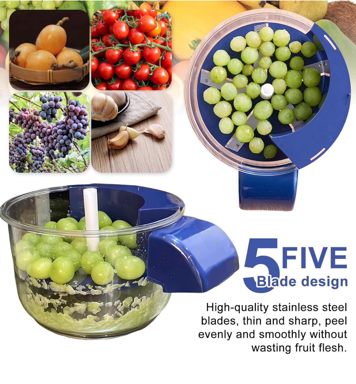 آلة تقشير أوتوماتيكية، مزيل قشور لاسلكي للمطبخ، مقشر ثوم كهربائي أوتوماتيكي ذو سعة كبيرة، مناسب للثوم والعنب والبطاطس والطماطم والرمان والفواكه والخضراوات والصبار 