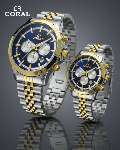 Coral - Stainless Steel Premium Quality Chronograph Couple Watch