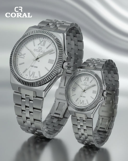 Coral - Stainless Steel Premium Quality Couple Watch