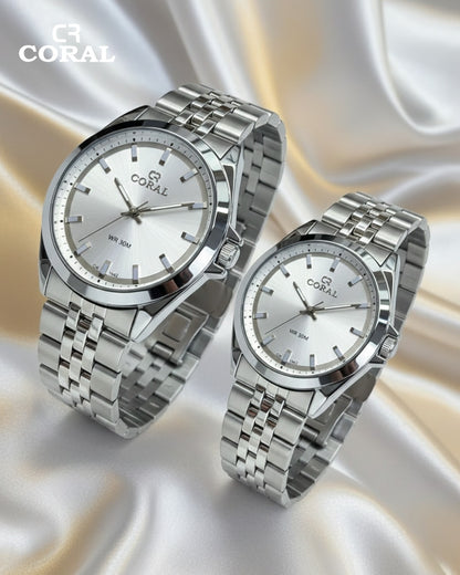 Coral - Stainless Steel Premium Quality Couple Watch