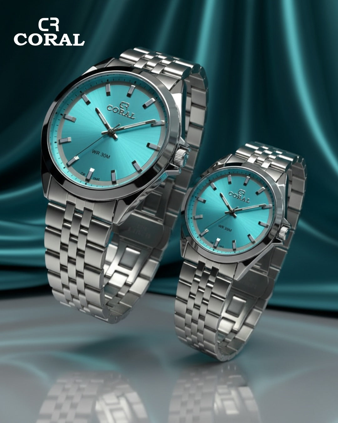 Coral - Stainless Steel Premium Quality Couple Watch