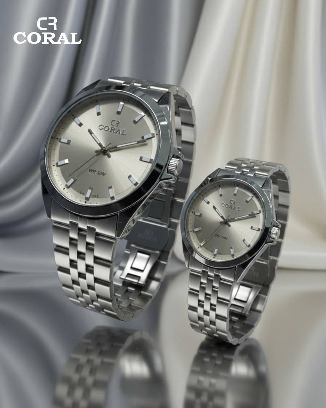 Coral - Stainless Steel Premium Quality Couple Watch