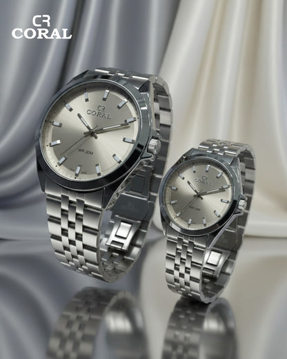 Coral - Stainless Steel Premium Quality Couple Watch