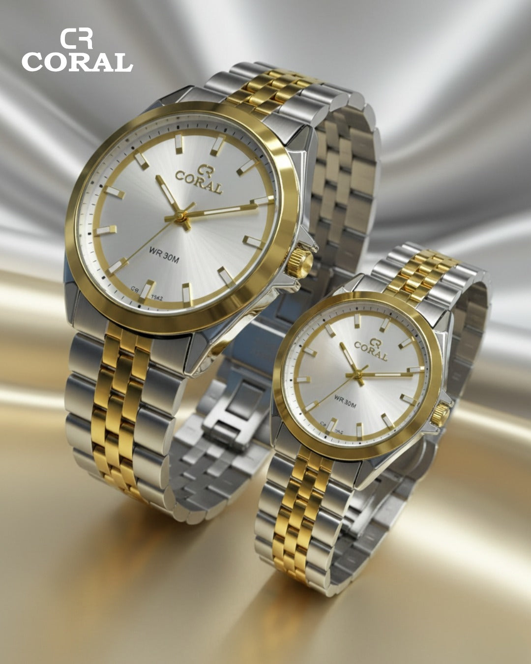 Coral - Stainless Steel Premium Quality Couple Watch