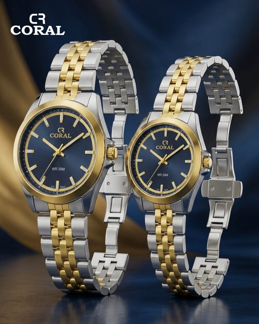 Coral - Stainless Steel Premium Quality Couple Watch