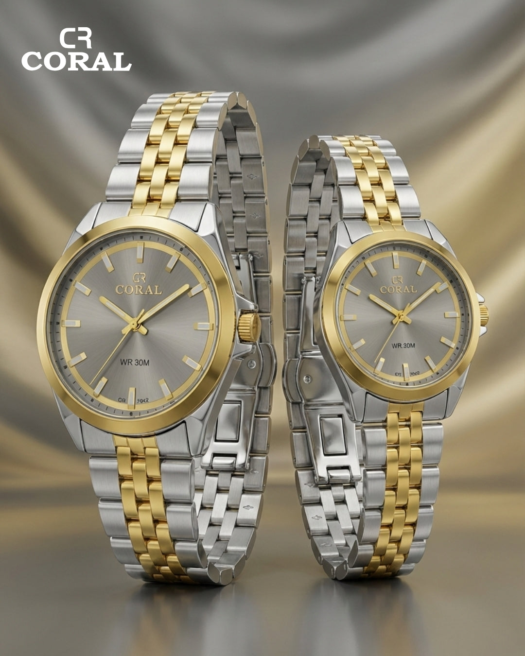 Coral - Stainless Steel Premium Quality Couple Watch
