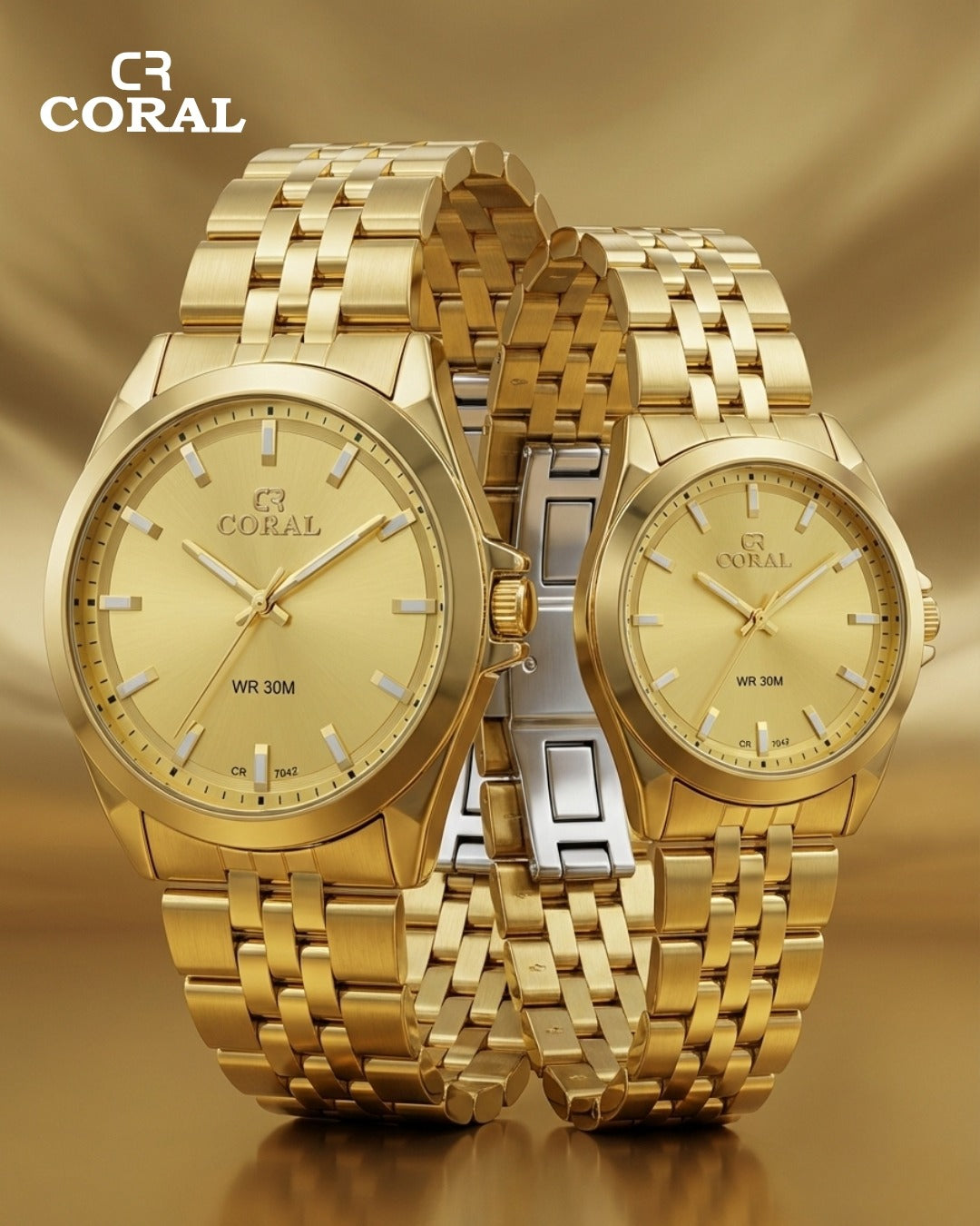 Coral - Stainless Steel Premium Quality Couple Watch
