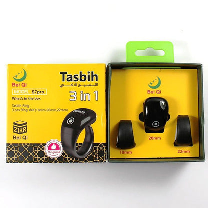 Smart Tasbih Counter Zikr Ring – Digital Tasbeeh Counter with OLED Display, App Support & Magnetic Charging (Waterproof, Black)