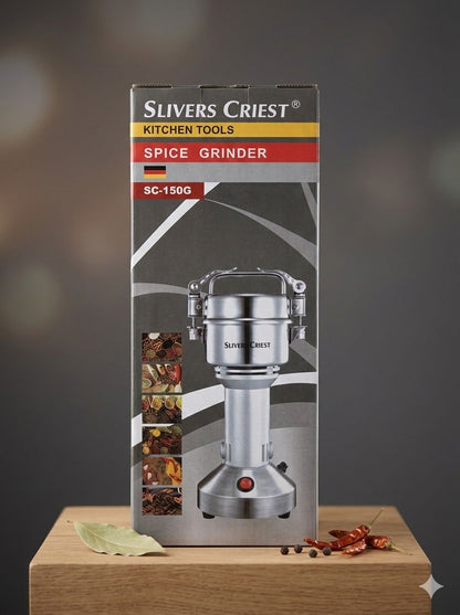 Slivers Criest Professional Electric Spice & Grain Grinder - High-Speed Stainless Steel Mill for Coffee, Nuts, and Herbs (Model SC-150G)