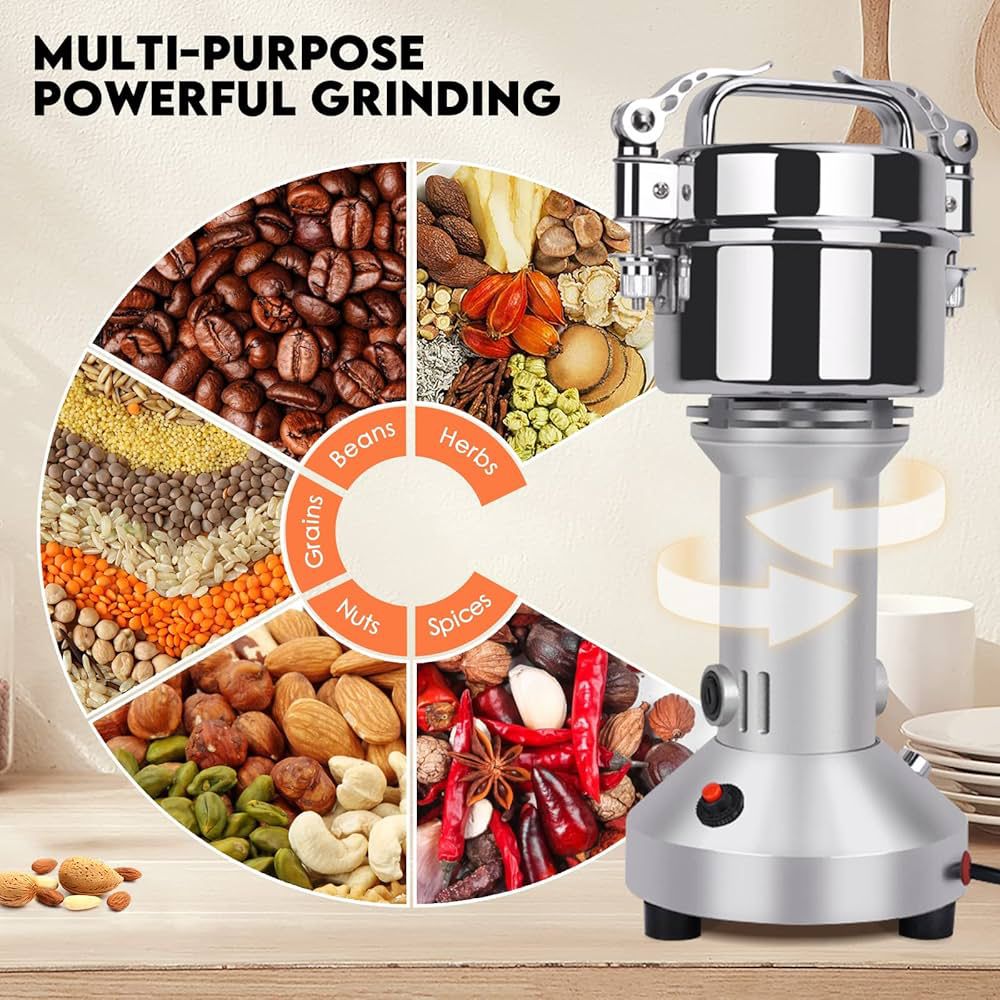 Slivers Criest Professional Electric Spice & Grain Grinder - High-Speed Stainless Steel Mill for Coffee, Nuts, and Herbs (Model SC-150G)