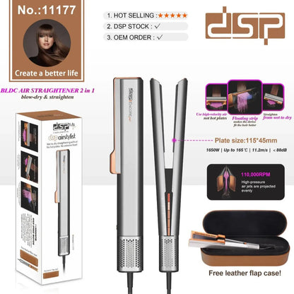 DSP - 2 in 1 Hair Styler – Blow Dry & Straightener in One | Professional Technology Without Heat Damage