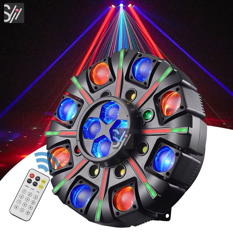 Advanced 150W 8-Arm King Kong Professional Stage Light - RGBW LED Rotating Beam with Laser and Remote Control