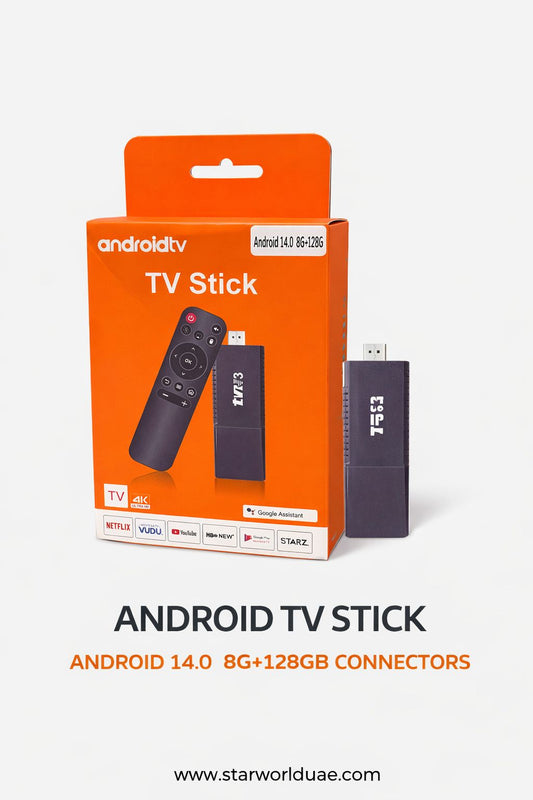 4K Ultra HD Android 14.0 TV Stick with 8GB RAM & 128GB ROM - Smart Media Player
