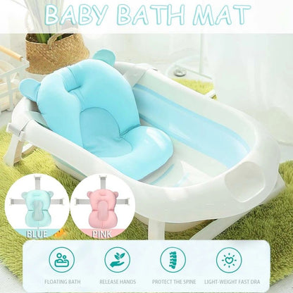 Premium Non-Slip Baby Bath Tub Cushion & Floating Infant Bath Pad with Adjustable Safety Straps
