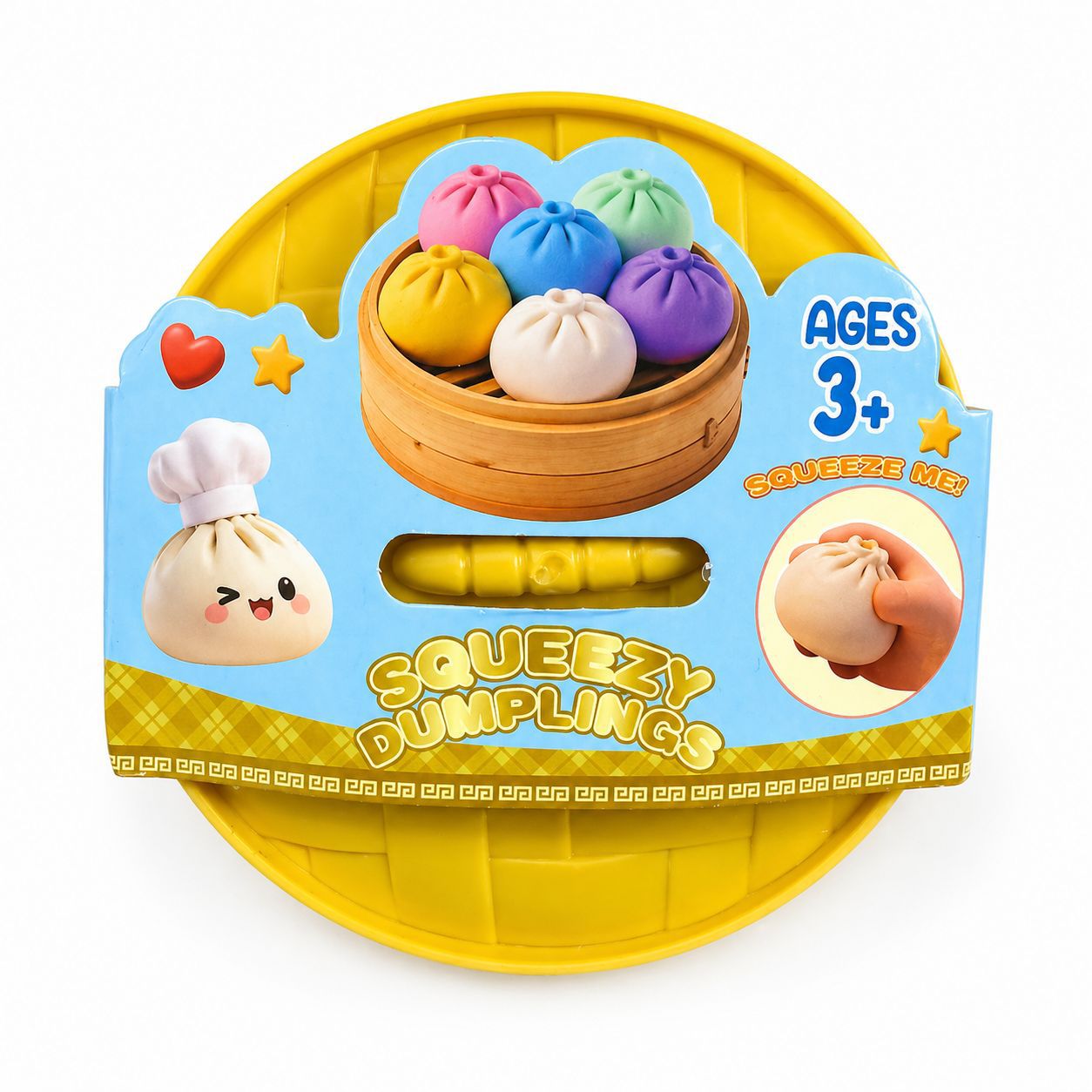 Glitter Dumpling Squishy Mystery Box, Surprise Fidget Set with Bamboo Steamer, Soft Squeeze Bun Kawaii Desk Pets for Office Stress Relief