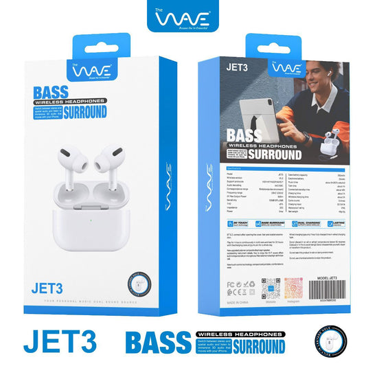 TheWave JET3 Bass Surround Wireless Headphones – Bluetooth 5.3, Spatial Audio, IPX5 Waterproof, Dual Charging, 20-Hour Battery