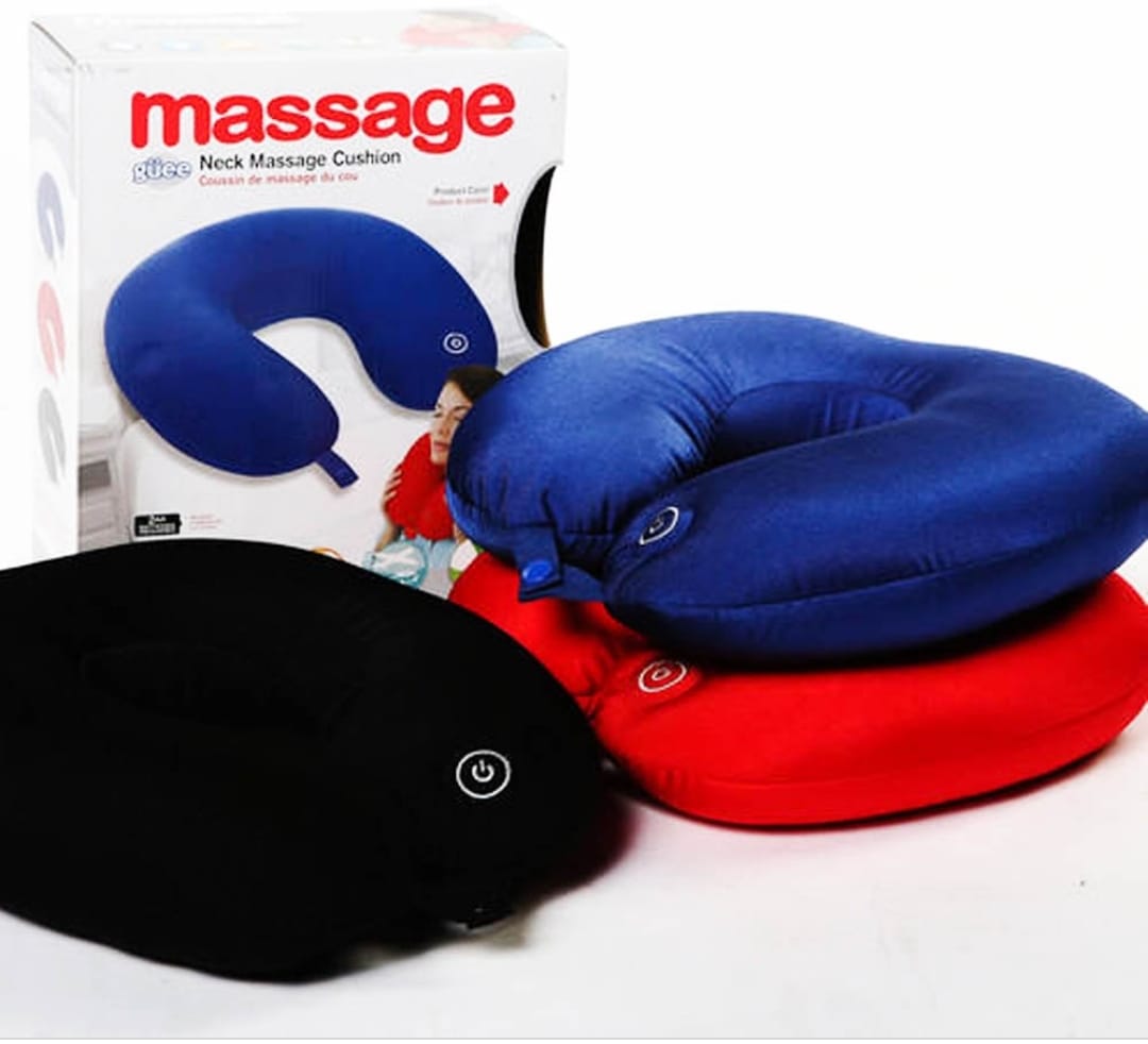 وسادة رقبة للسفر على شكل حرف U من إسفنج الذاكرة الممتاز مع تدليك اهتزازي كهربائي