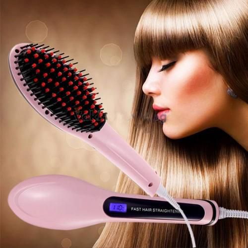 Professional Fast Hair Straightener Brush with LCD Display