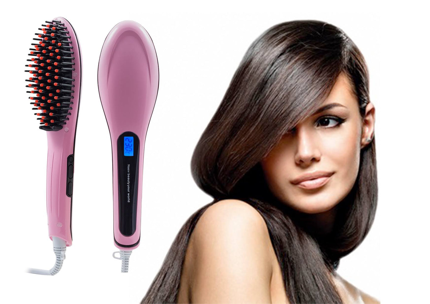 Professional Fast Hair Straightener Brush with LCD Display