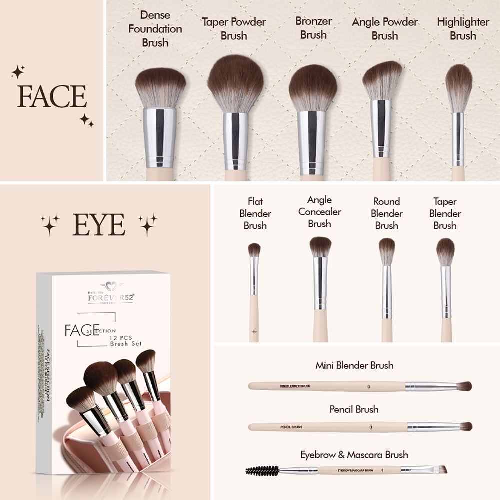 Face Selection 12 Pieces Brush Set - XZ017-KYAMSTORE