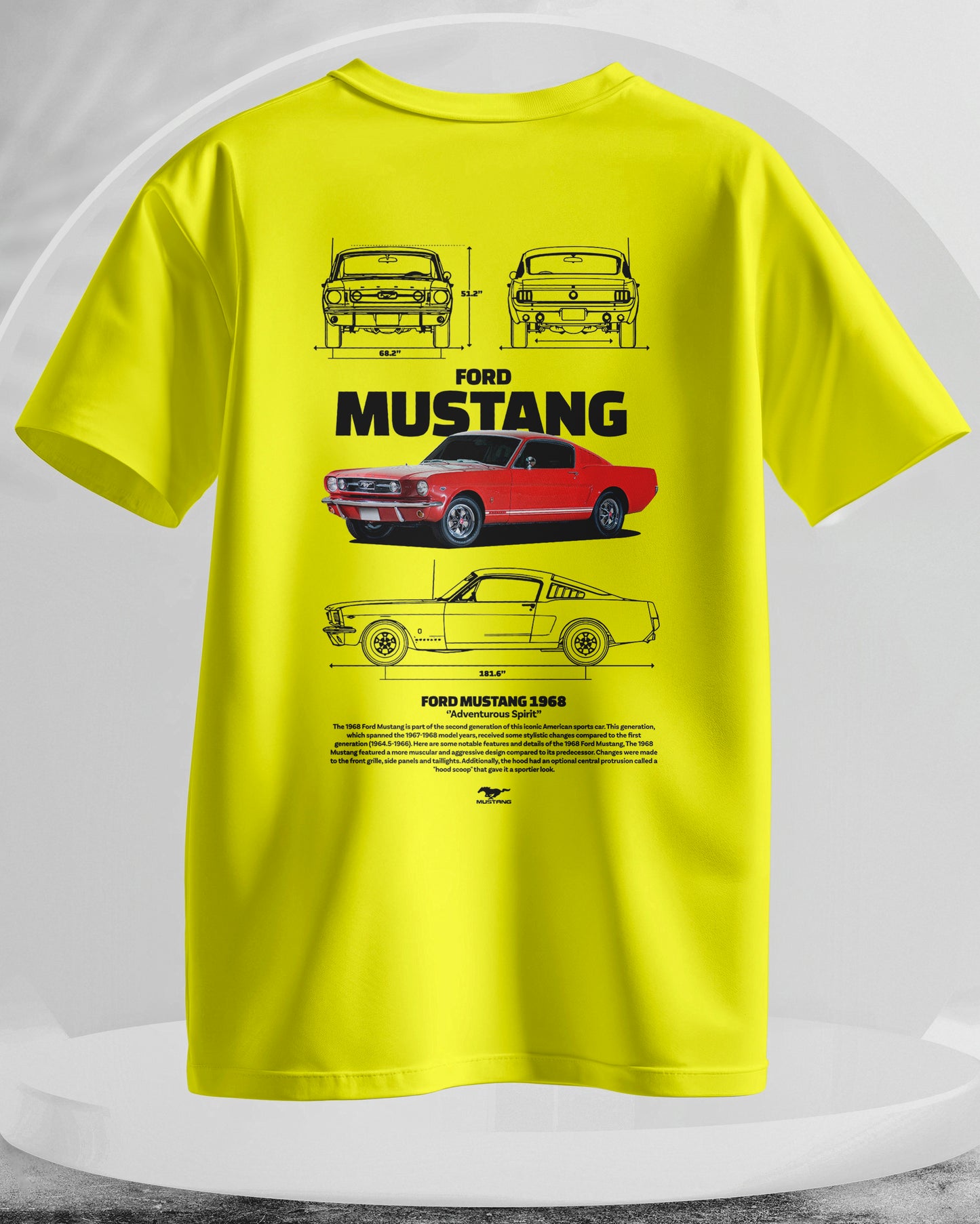Ford Mustang 1968 - Men Stylish Back Printed T-Shirts – (Regular)