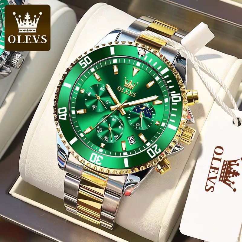 OLEVS Watch for Men Automatic Self-Winding Business Dive Watch | Green Dial