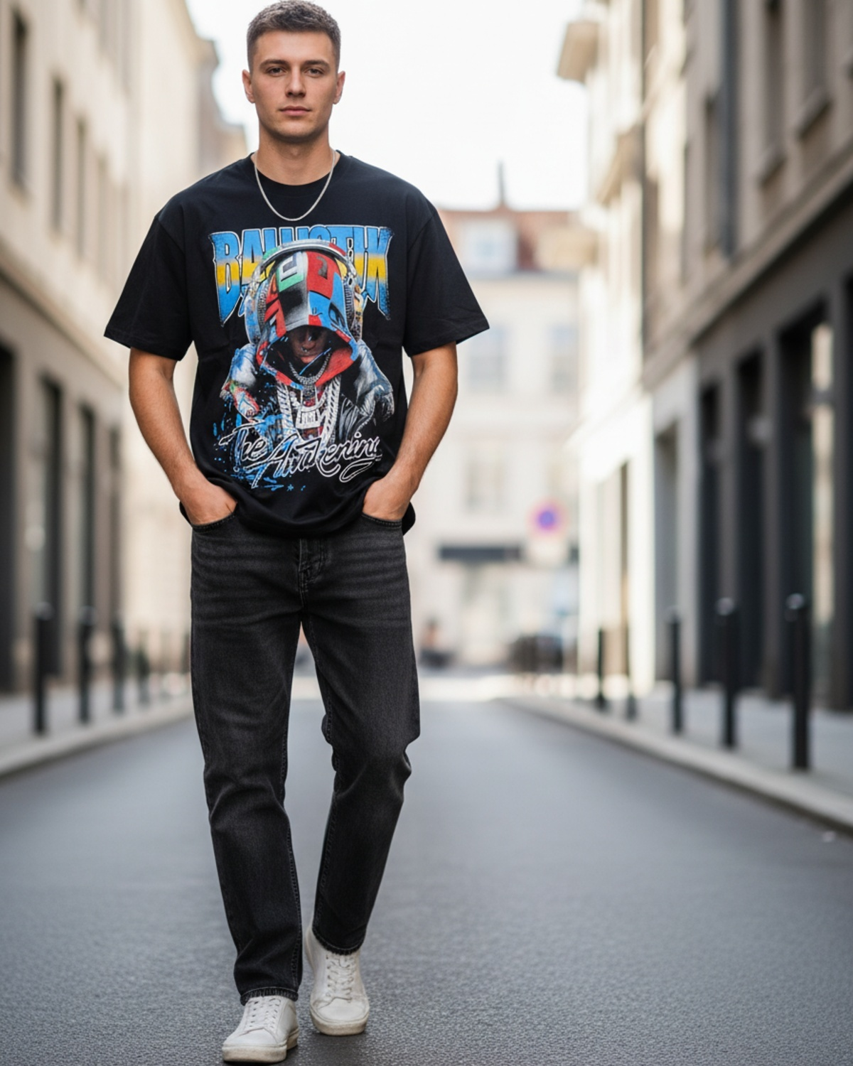 Stylish Custom Printed T-Shirt - Bold Graphic Crew Neck Tee