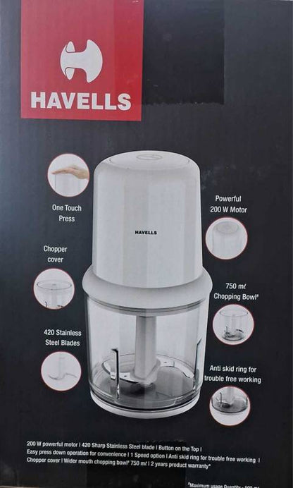 HAVELLS by Havells CORAL CHOPPER Vegetable Chopper  (1 N MOTOR UNIT , 1 N CHOPPING BOWL , 1 N BLADE , 1 N CHOPPER COVER & 1 N MANUAL)-KYAMSTORE