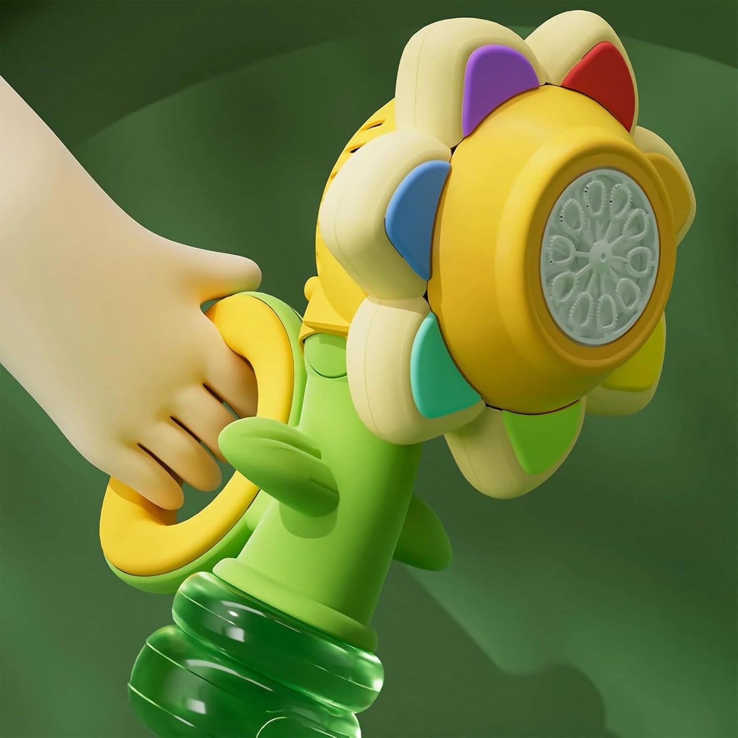 Automatic Sunflower Bubble Machine Toy - LED Rechargeable Bubble Maker with One-Click Swing