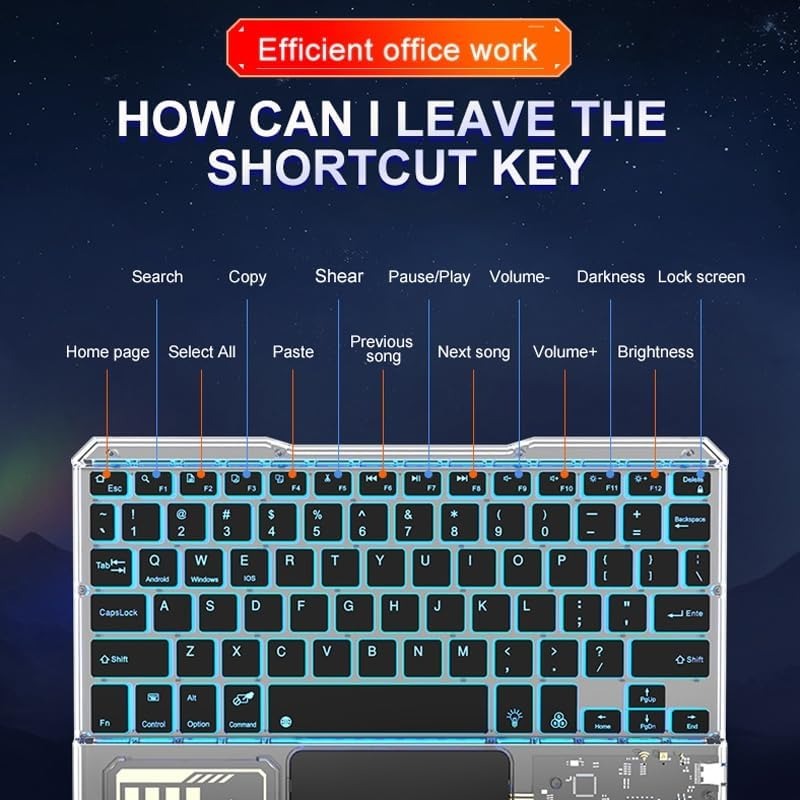 Premium Transparent Acrylic Bluetooth Keyboard with RGB Lighting & Built-in Touchpad - Wireless Multi-Device Keyboard